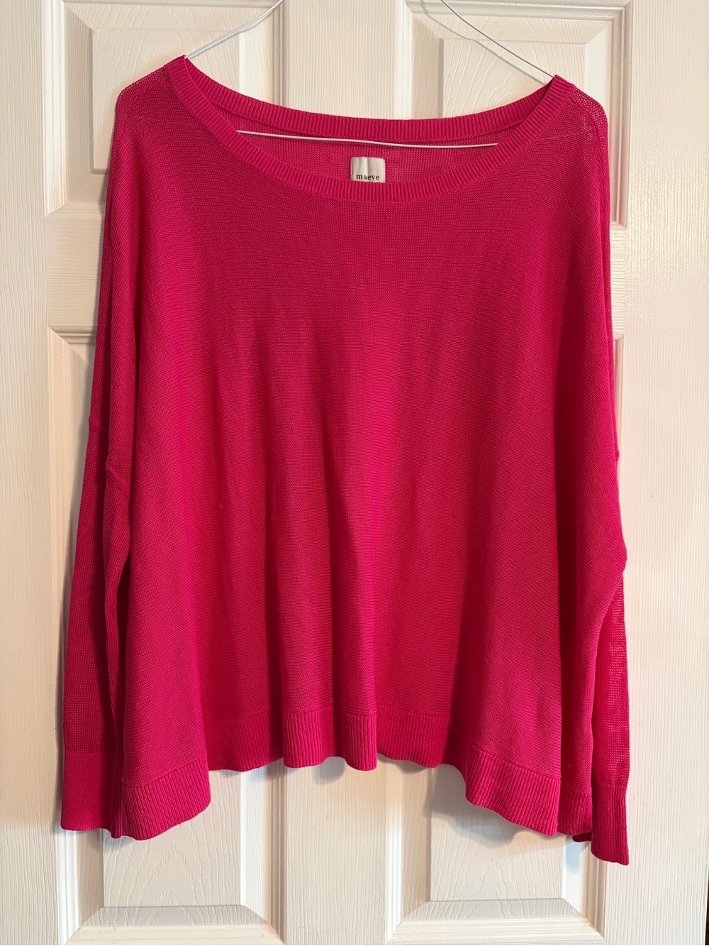 Anthropologie Maeve Pink Linen Blend Slouchy Boatneck Sweater Size Small
